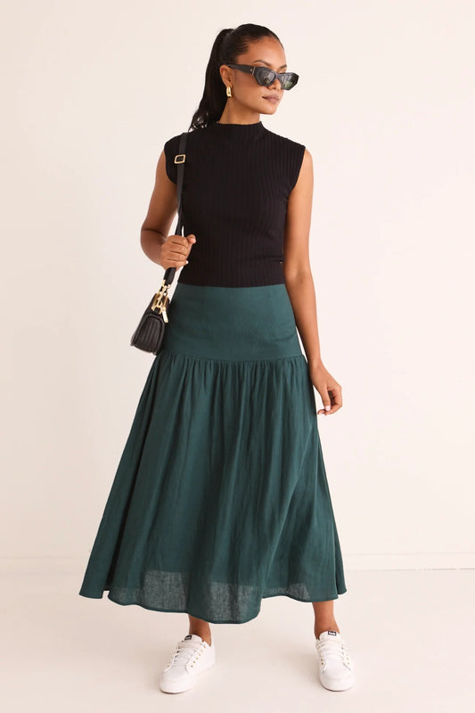 AMONG THE BRAVE - SWAY BASQUE MIDI SKIRT - Forest