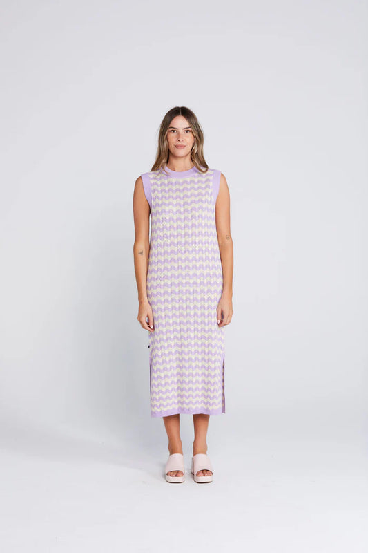 THING THING SQUIGGLE TANK DRESS - Creamy Lilac