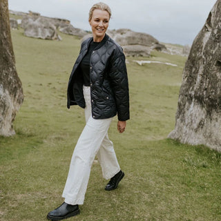 MOKE TALEI QUILT BOMBER JACKET - Black