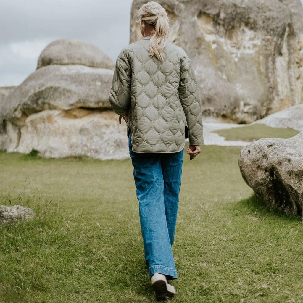 MOKE - Talei Women's Quilt Bomber - Green Tea