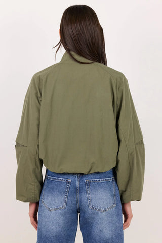 STORIES TO BE TOLD - Trackside Khaki Funnel Neck Drawstring Hem Bomber Jacket