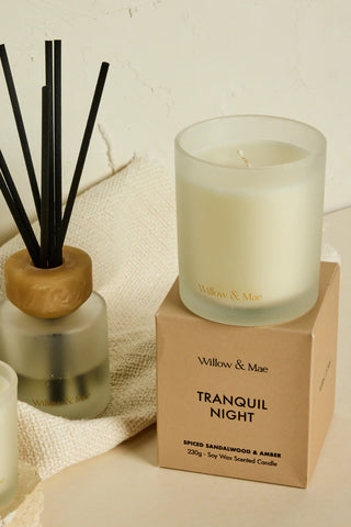 WILLOW & MAE SOY CANDLE - TRANQUIL NIGHT - Spiced Sandalwood & Amber