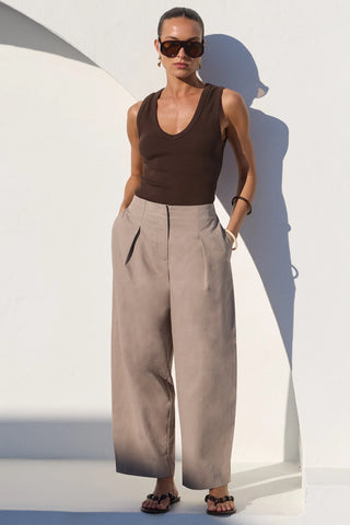 STORIES BE TOLD - MANIFESTO FRONT PLEAT BARREL PANTS - Stone