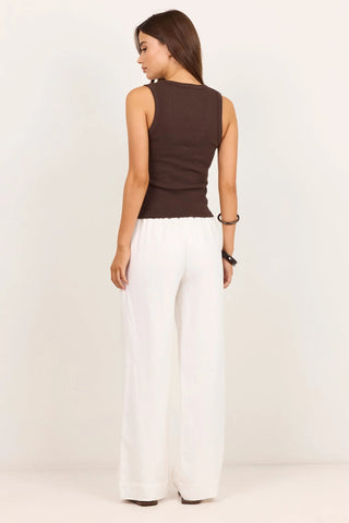RE UNION - WELLNESS LINEN PANTS - White