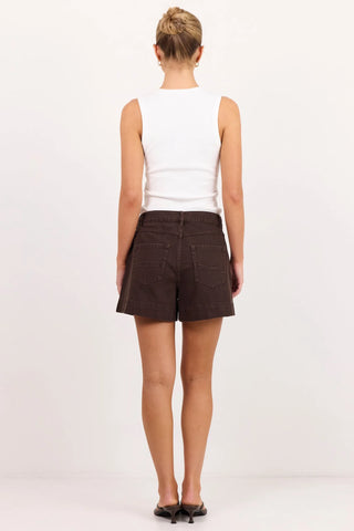 IVY + JACK - KINDLY POCKET FRONT DENIM SHORTS - Dark Chocolate