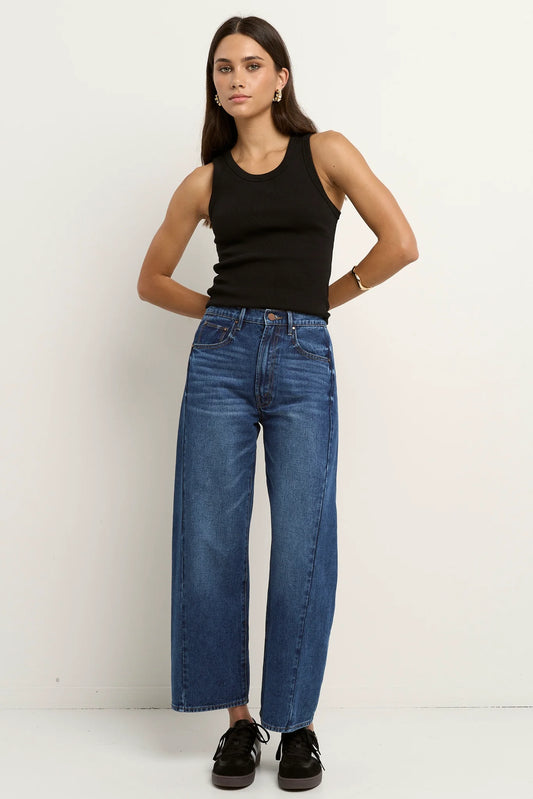 AMONG THE BRAVE VARSITY FORWARD SEAM BARREL JEANS - Deep Blue