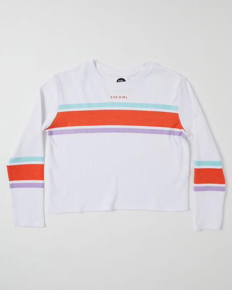 EVE GIRL FLORENCE L/S WAFFLE TEE - White