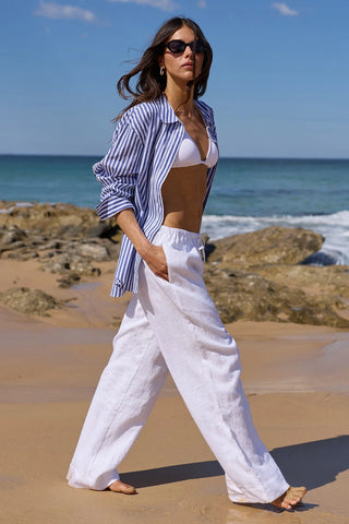 RE UNION - WELLNESS LINEN PANTS - White