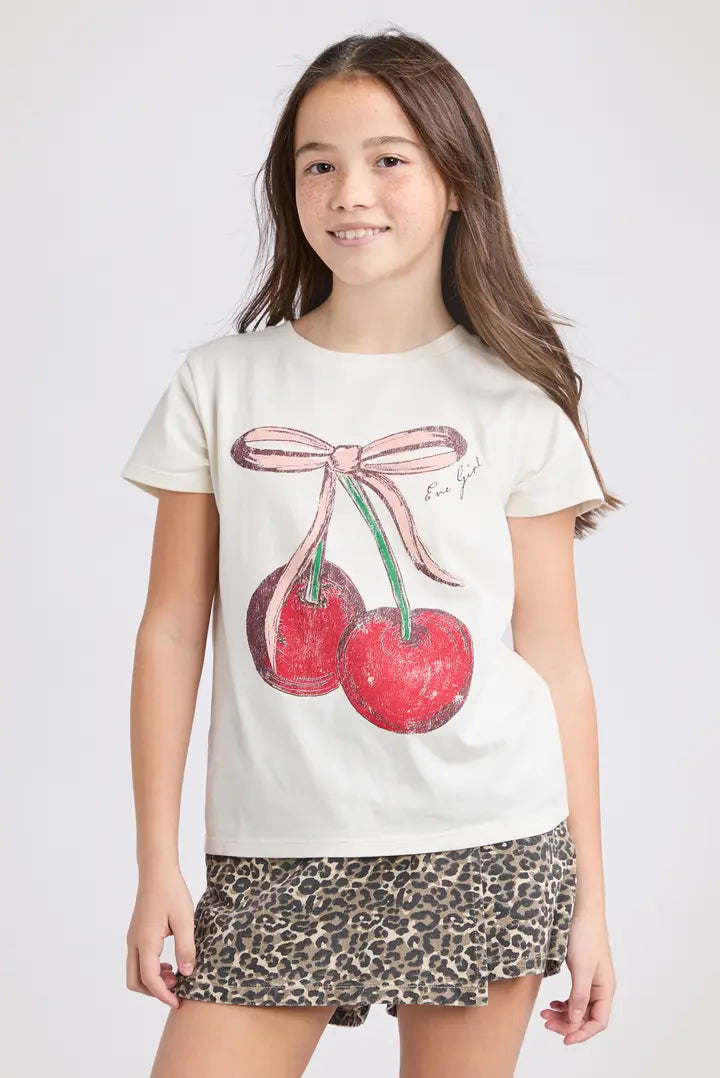 EVE GIRL CHLOE CHERRY TEE -Vintage White