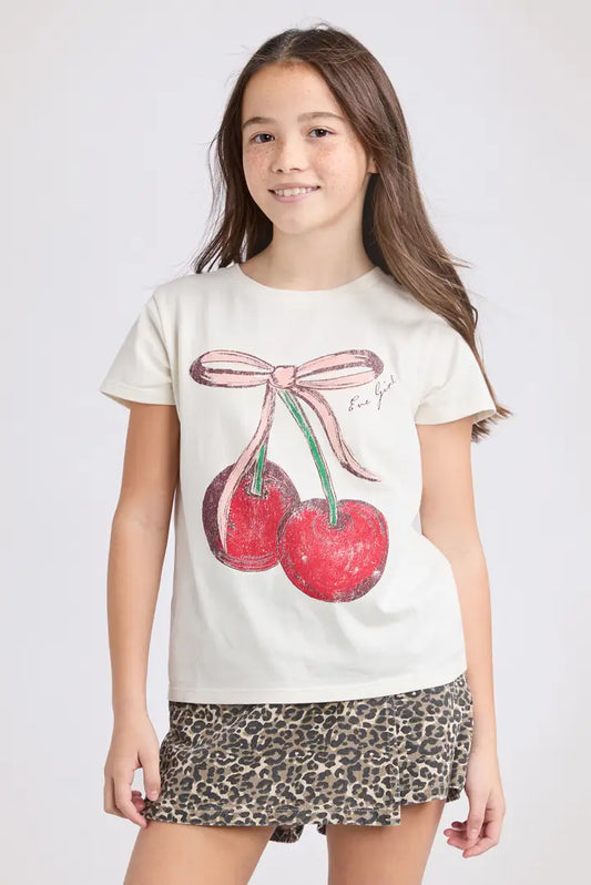 EVE GIRL CHLOE CHERRY TEE -Vintage White