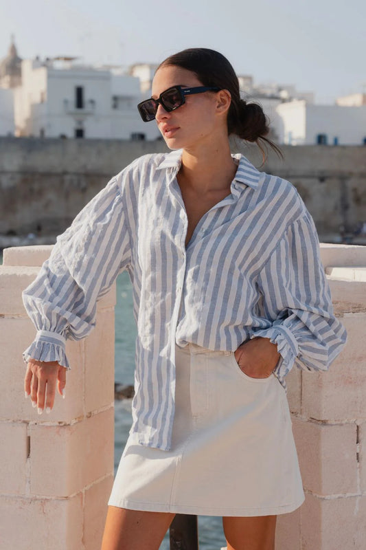 BY ROSA CONNECTION SHIRT - Blue Stripe