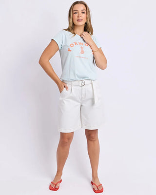 FOXWOOD - EFFORTLESS CONTRAST TEE - Cool Blue