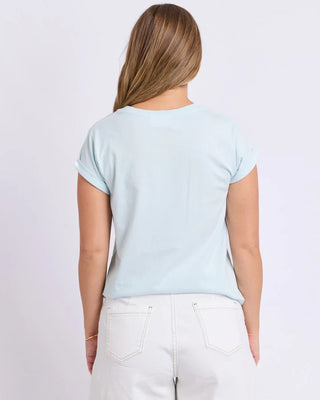 FOXWOOD - EFFORTLESS CONTRAST TEE - Cool Blue