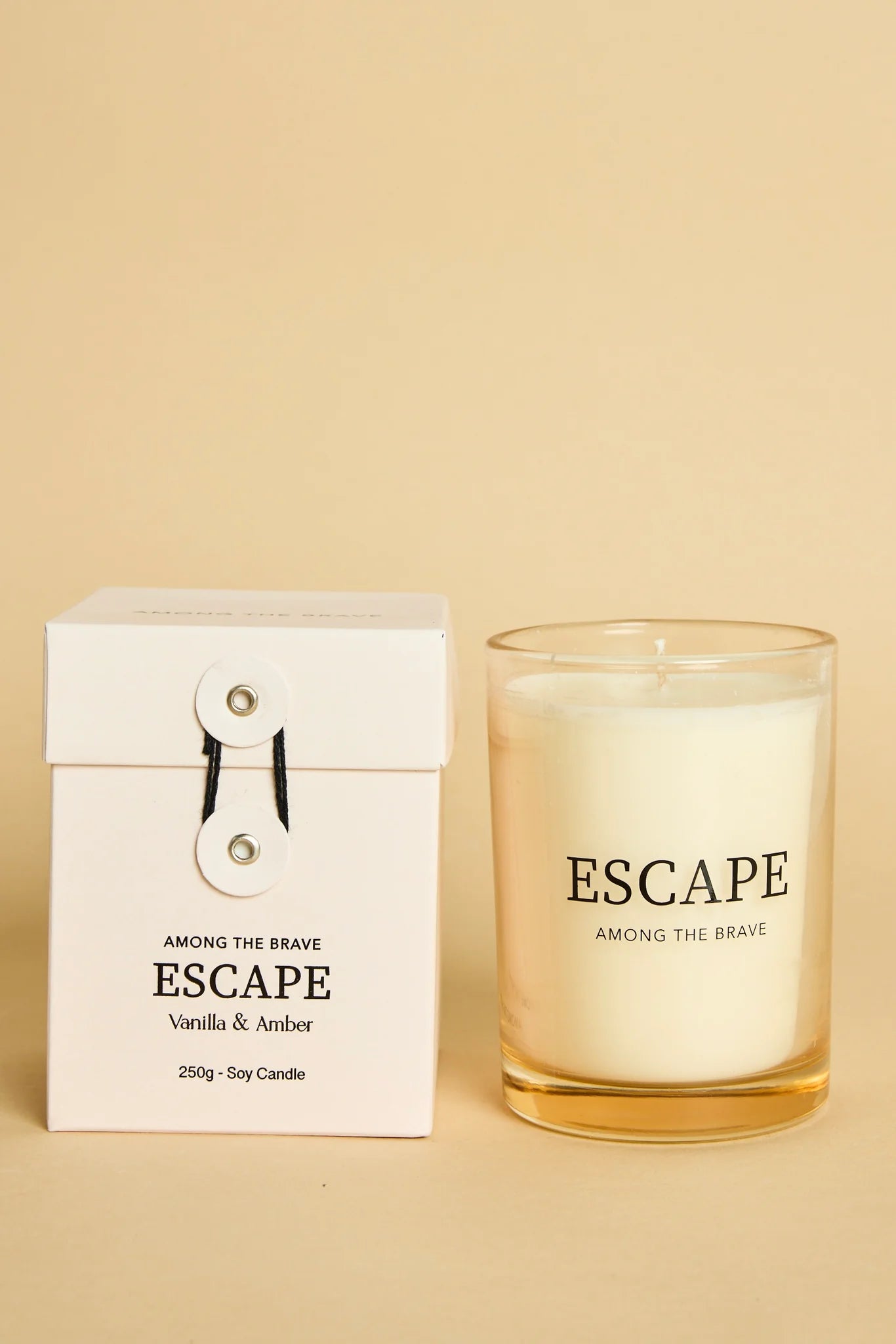 AMONG THE BRAVE SOY CANDLE - ESCAPE VANILLA & AMBER - 250g