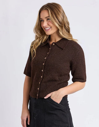 FOXWOOD FERNIE BUTTON KNIT - Coffee Bean
