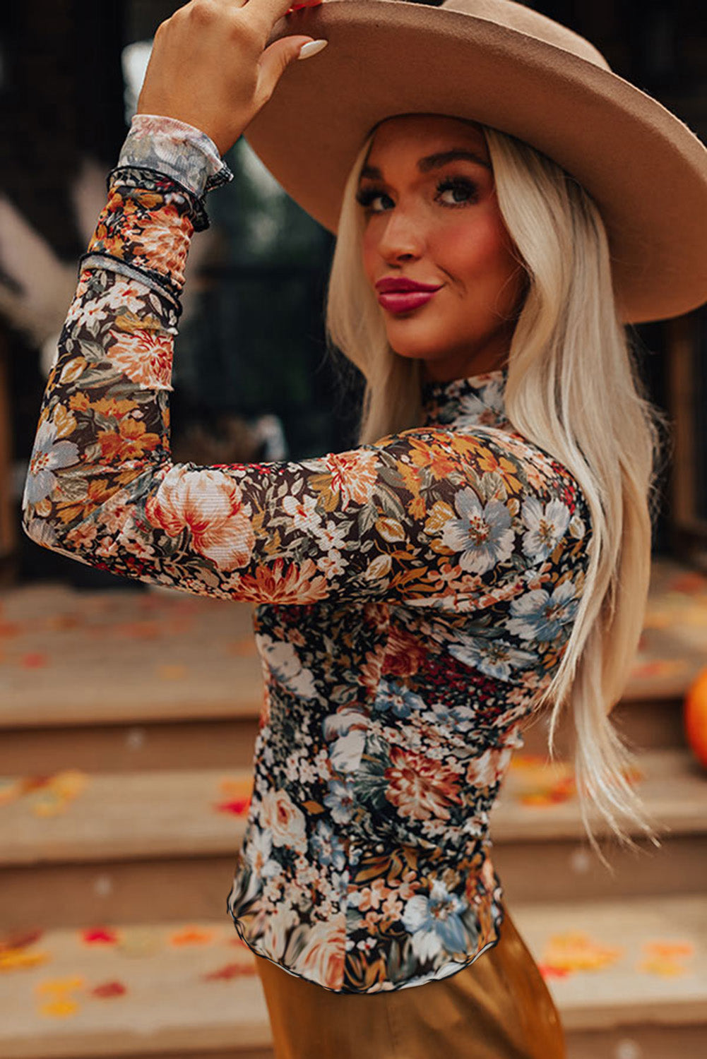 PRICKLE & POLLY FLORAL MESH TOP