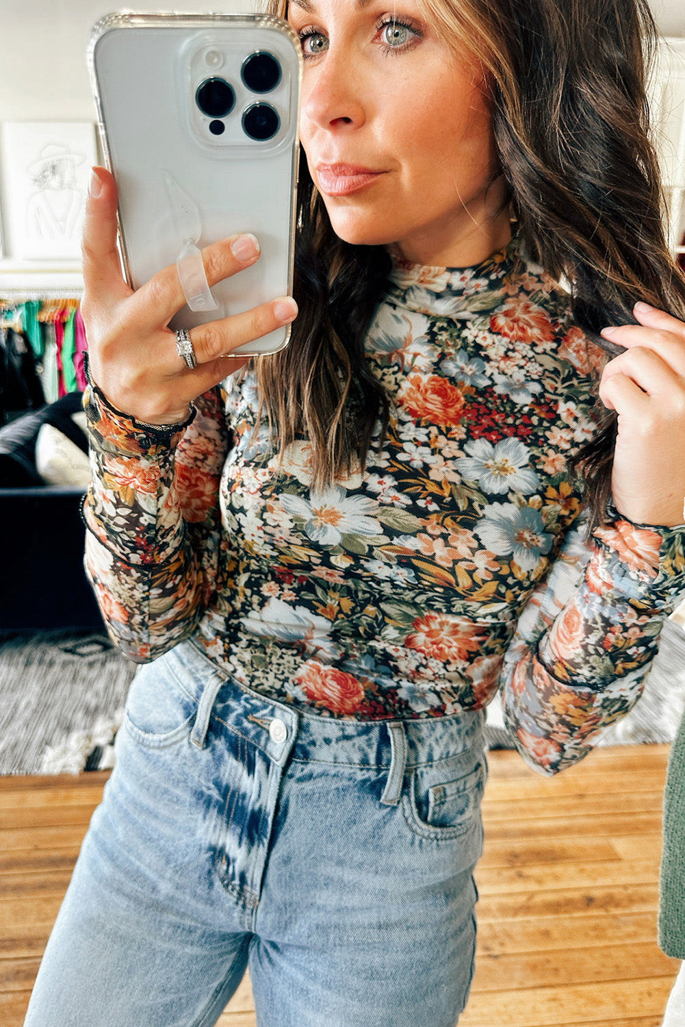 PRICKLE & POLLY FLORAL MESH TOP