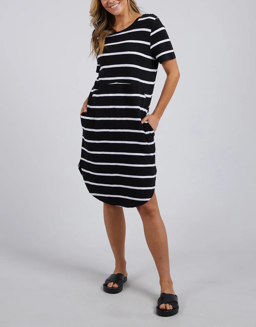FOXWOOD BAY STRIPE DRESS - BLACK / WHITE STRIPE