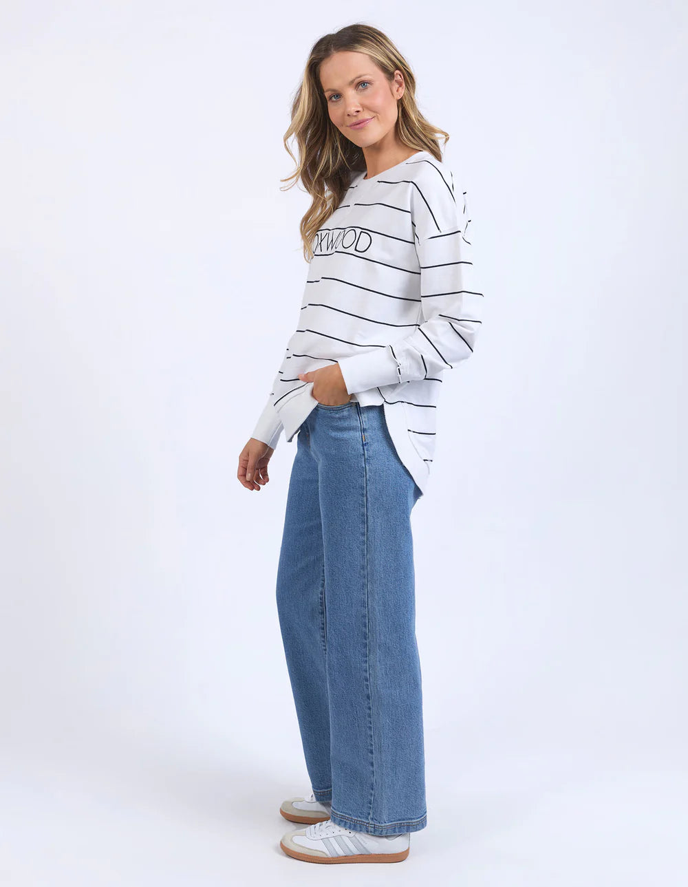 FOXWOOD SIMPLIFIED CREW - CLASSIC STRIPE WHITE/NAVY