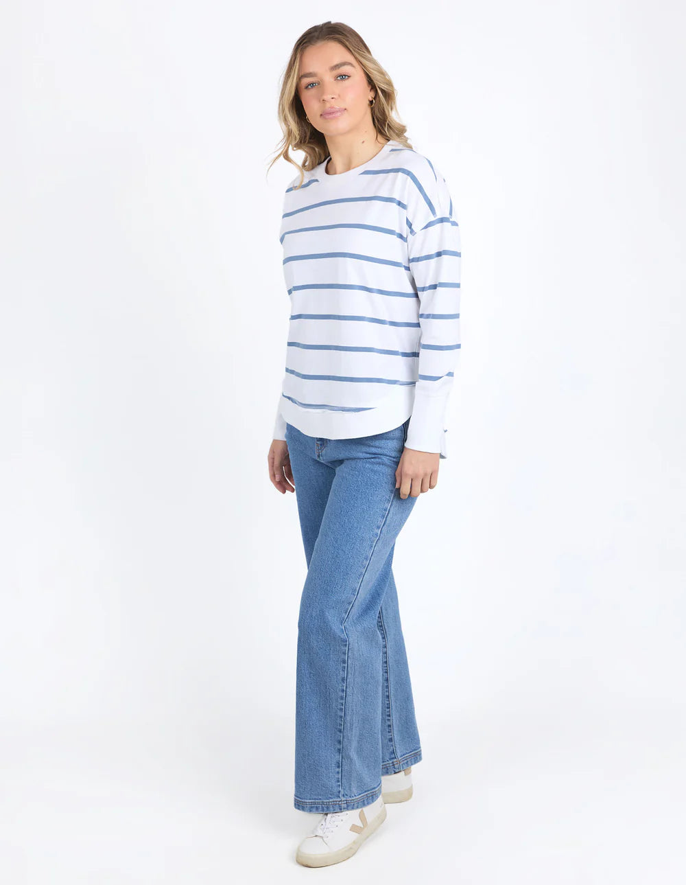 FOXWOOD FARRAH LONG SLEEVE - WHITE/CORNET BLUE STRIPE
