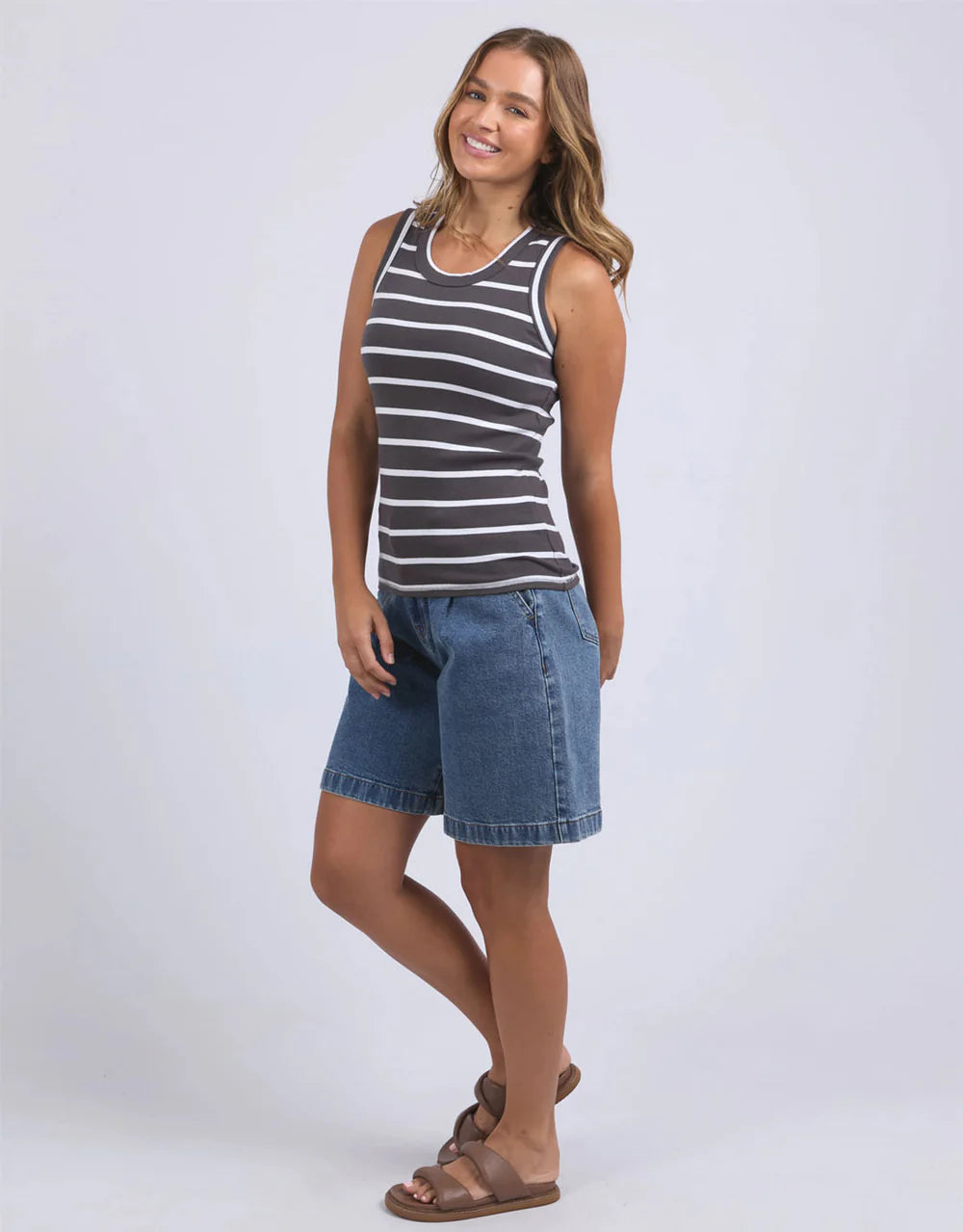 FOXWOOD IRIS TANK - Charcoal Stripe