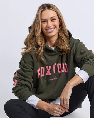 FOXWOOD INTERVAL HOODIE - Dark Khaki / Coral