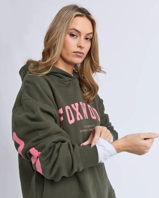 FOXWOOD INTERVAL HOODIE - Dark Khaki / Coral