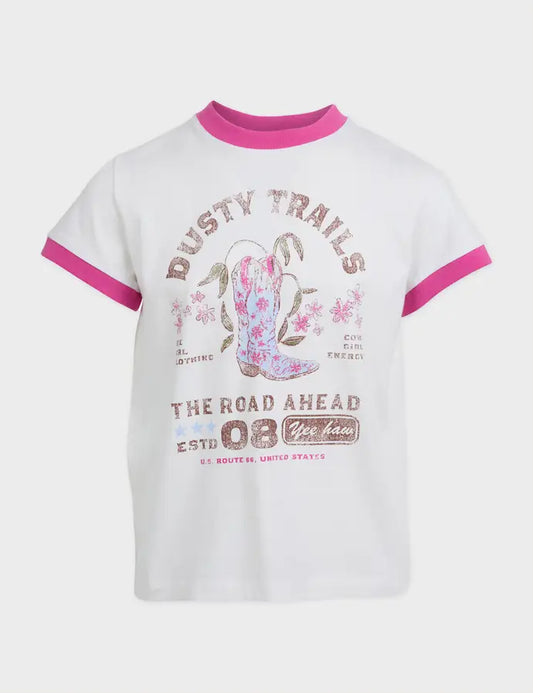 EVE GIRL COWGRIL RINGER TEE - White