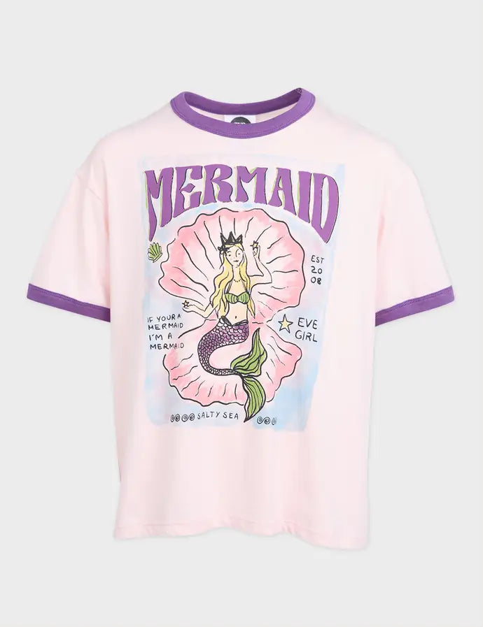 EVE GIRL MERMAID RINGER TEE - Pale Pink