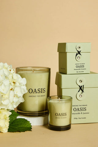 AMONG THE BRAVE SOY CANDLE - OASIS HONEY SUCKLE & JASMINE - 250g