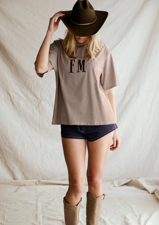 FAR MER BY WHITNEY -  OVERSIZE STRIPE Choc/Cream