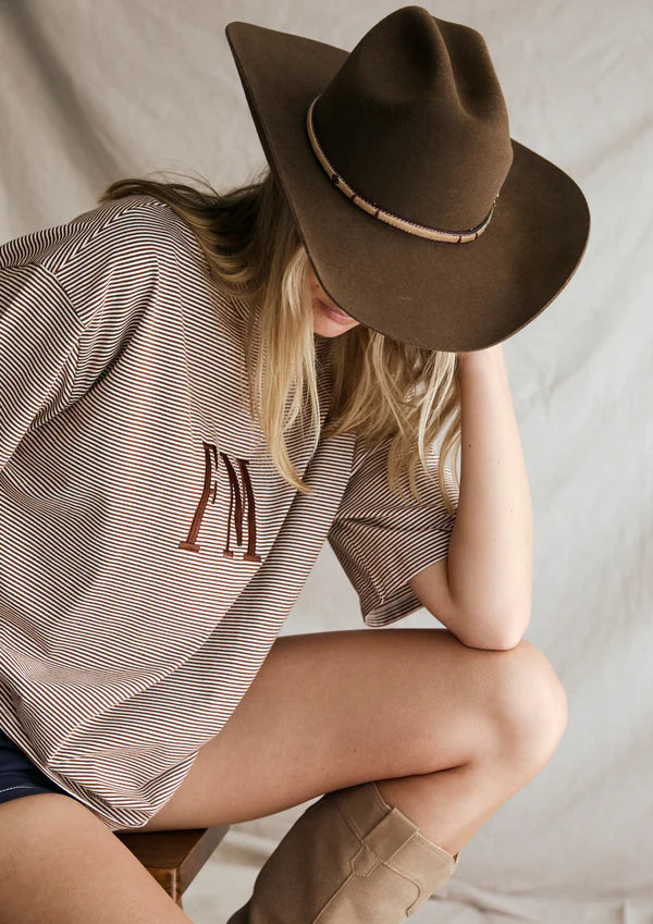 FAR MER BY WHITNEY -  OVERSIZE STRIPE Choc/Cream