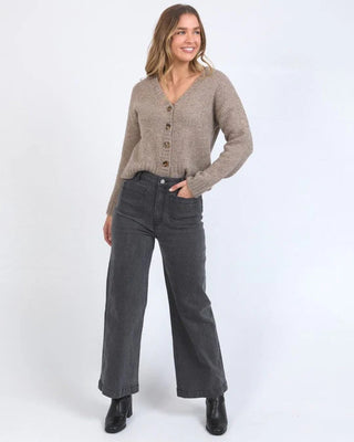 FOXWOOD SARAH WIDE LEG JEAN - WASHED BLACK