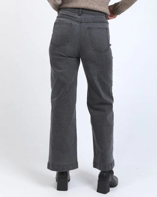 FOXWOOD SARAH WIDE LEG JEAN - WASHED BLACK