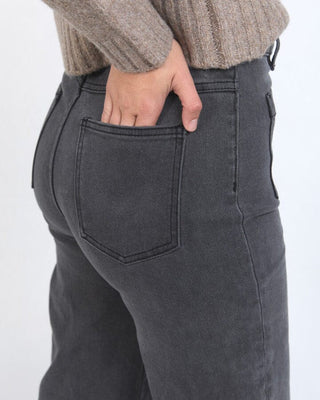 FOXWOOD SARAH WIDE LEG JEAN - WASHED BLACK