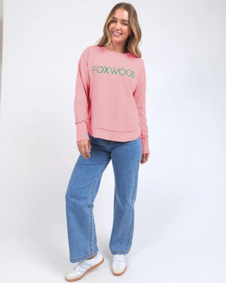 FOXWOOD - Simplified metallic crew - Pink / Emerald grn