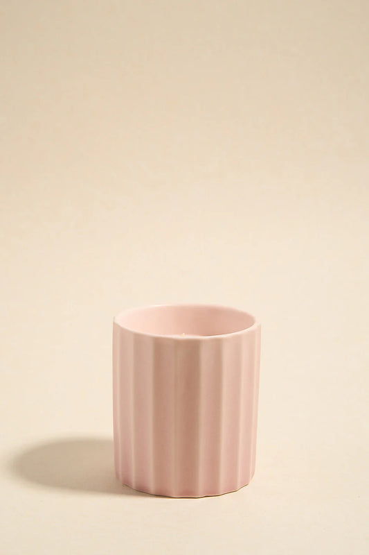 WIDE RIB CERAMIC SCENTED CANDLE - Blush 160g