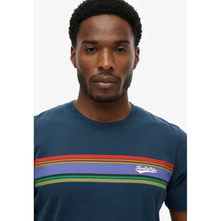 SUPERDRY - OUTDOOR STRIPE LOGO TEE - Lauren Navy