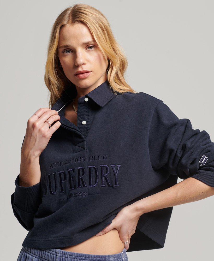 SUPERDRY OVERDYED BOXY RUGBY TOP - Eclipse Navy