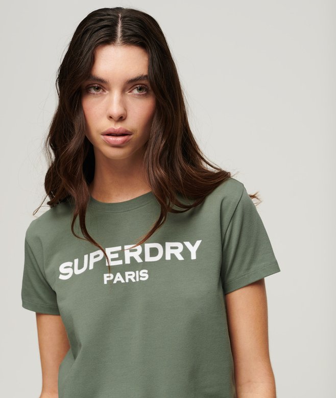 SUPERDRY SPORT LUXE FITTED TEE - LAUREL KHAKI