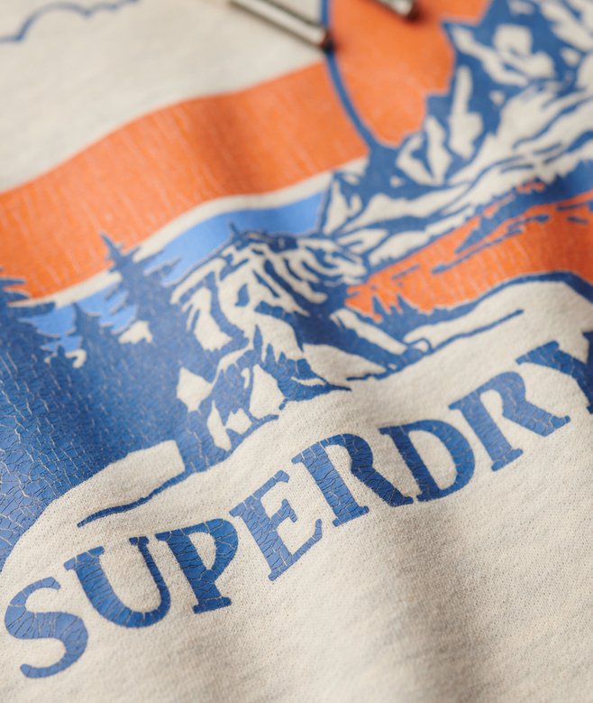 SUPERDRY OUTDOOR GRAPHIC STIPE HOODIE - Oatmeal  Grey Marle