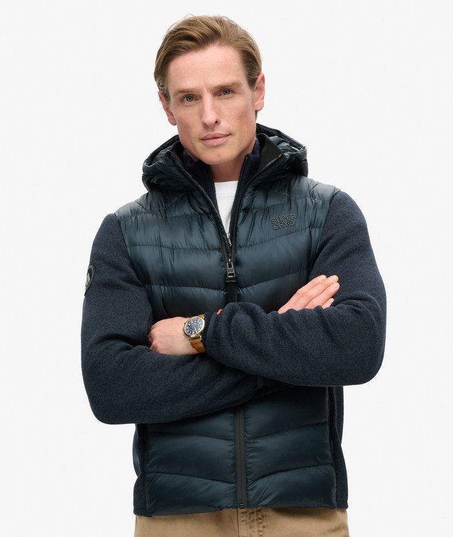 SUPERDRY HOODED KNIT STORM HYBRID JACKET - Eclipse Navy Marle