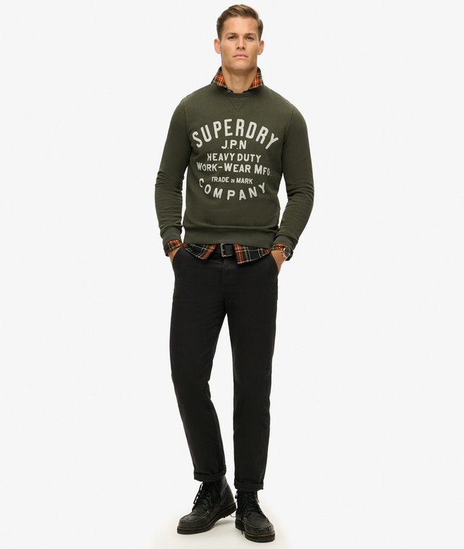 SUPERDRY MACHINED GOODS WORKWEAR CREW - OLIVE GREEN