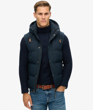 SUPERDRY - EVEREST HOODED PUFFER GILET - Eclipse Navy