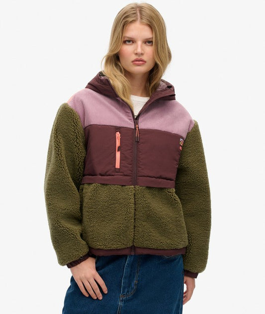 SUPERDRY HOODED FLEECE JACKET - Burnt Olive