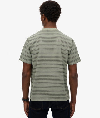 SUPERDRY CONTRAST STRIPE POCKET - Sage Green Stripe
