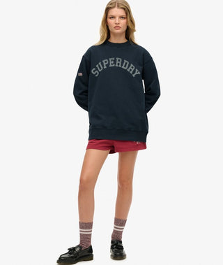 SUPERDRY ATHLETIC ESS SLOUCHY CREW - Eclipse Navy