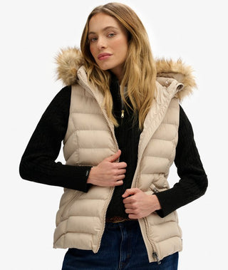 SUPERDRY FUJU FAUX FUR DOODED GELET - Chateau Grey