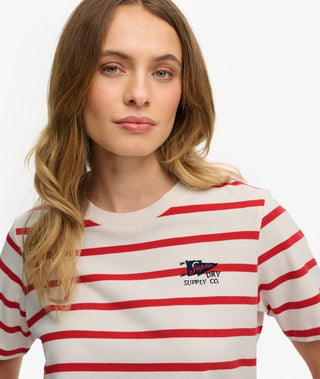 SUPERDRY - HERITAGE HAMPTONS STRIPE TEE - Red Stripe