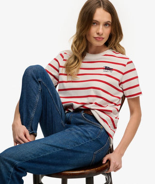 SUPERDRY - HERITAGE HAMPTONS STRIPE TEE - Red Stripe